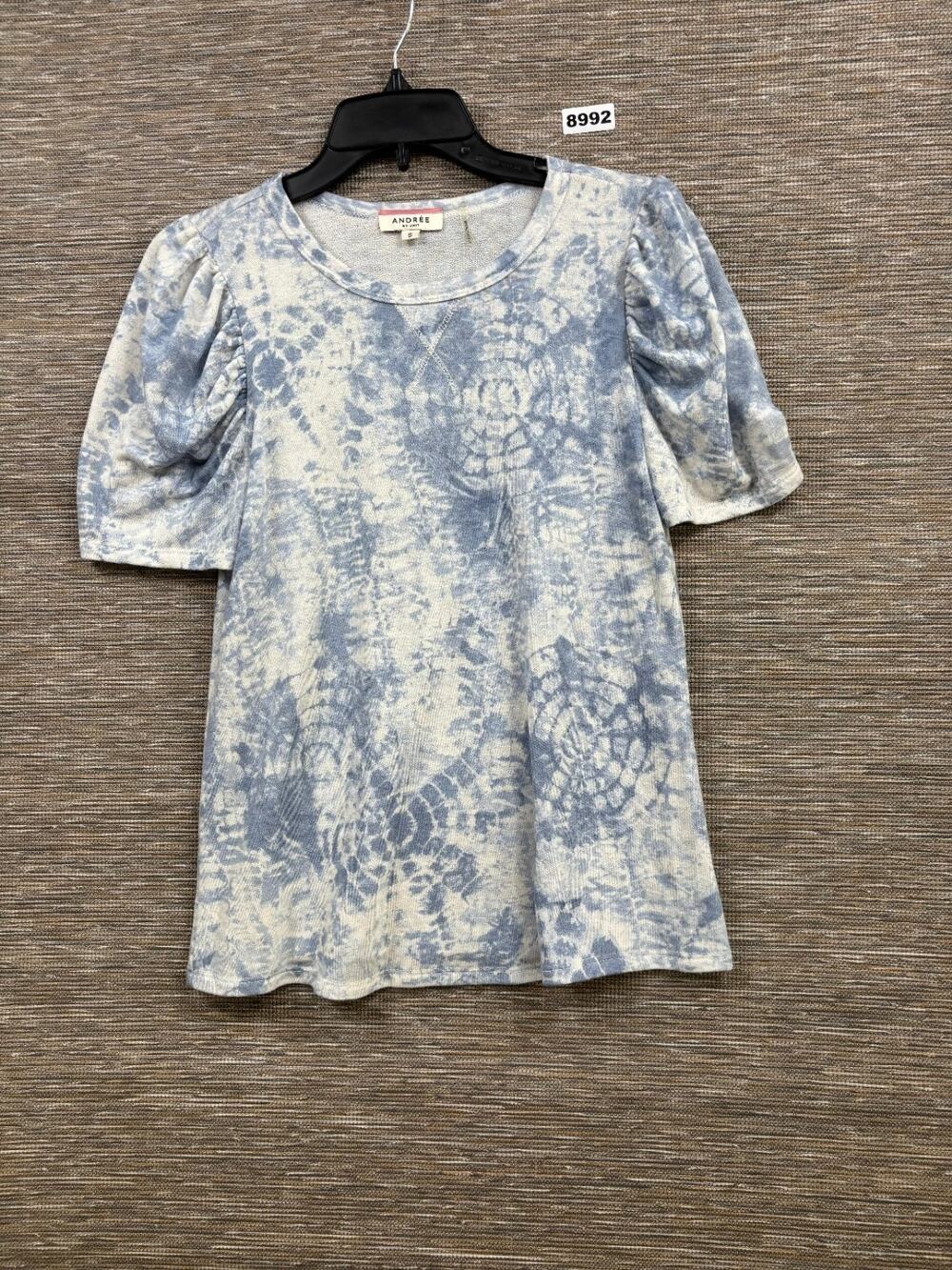 Andree By Unit Tie Dye Tee Womens Size S Blue White Short Sleeve Boho Casual